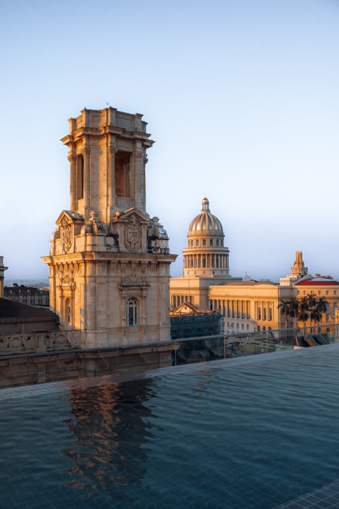 Rooftop infinity pool overlooking the city in Havana, Cuba