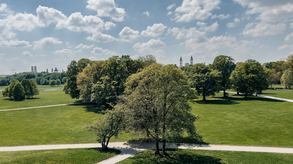 View of the English Garden in Munich, Germany