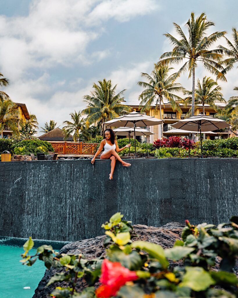 Zee enjoys the day at Koloa Landing swimming pool