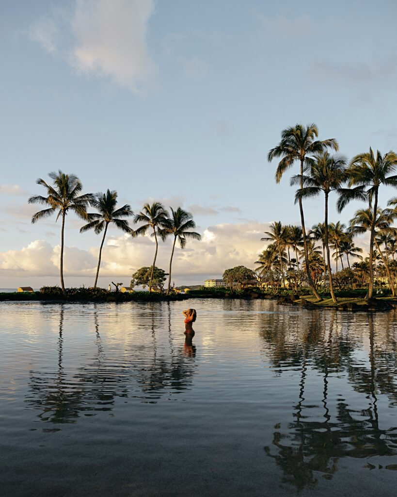 Zee enjoys the Saltwater Lagoon at the Grand Hyatt Resort Kauai