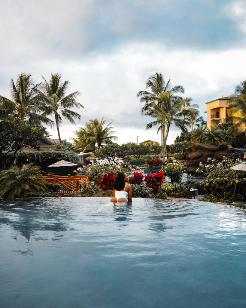 Zee enjoys the day at Koloa Landing swimming pool.