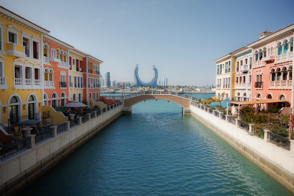 Backdrop of Doha, Qatar from Qanat Quartier!