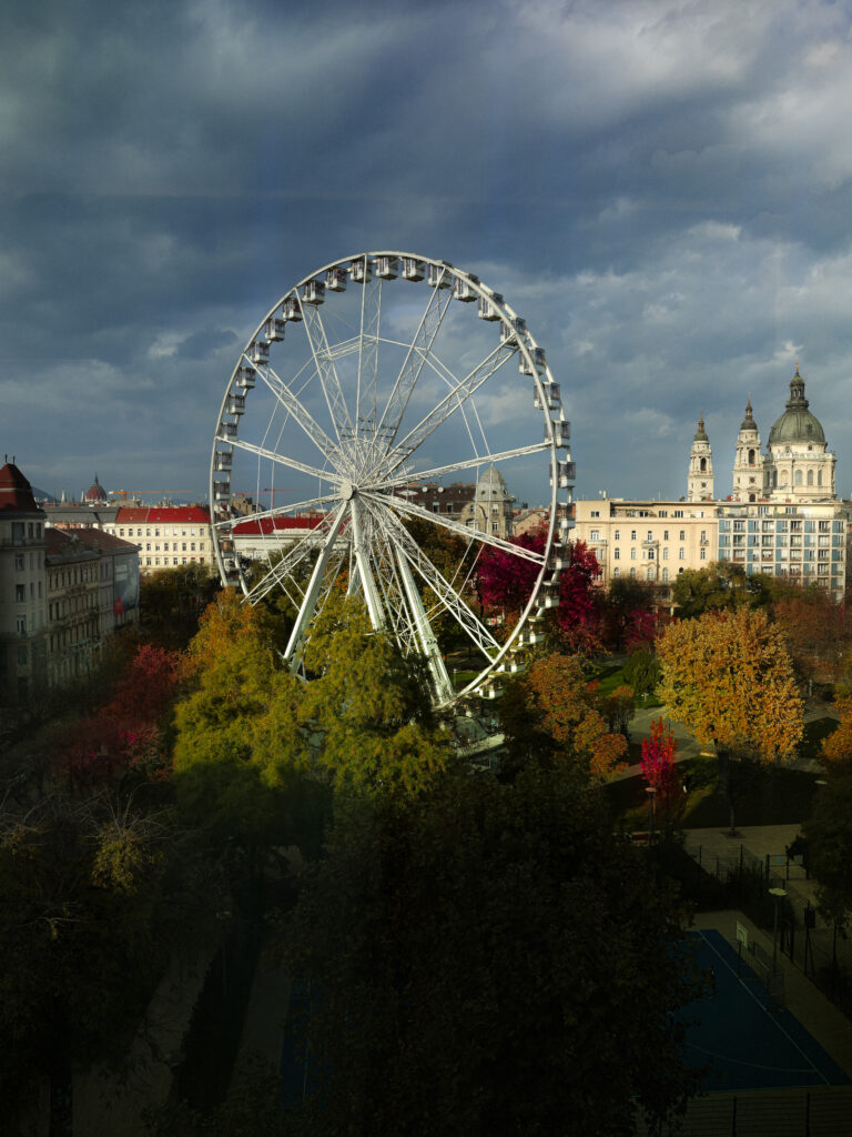 Kempinski Hotel Budapest room view overlooking carousel in city square is the perfect location to visit the Christmas Markets in Budapest